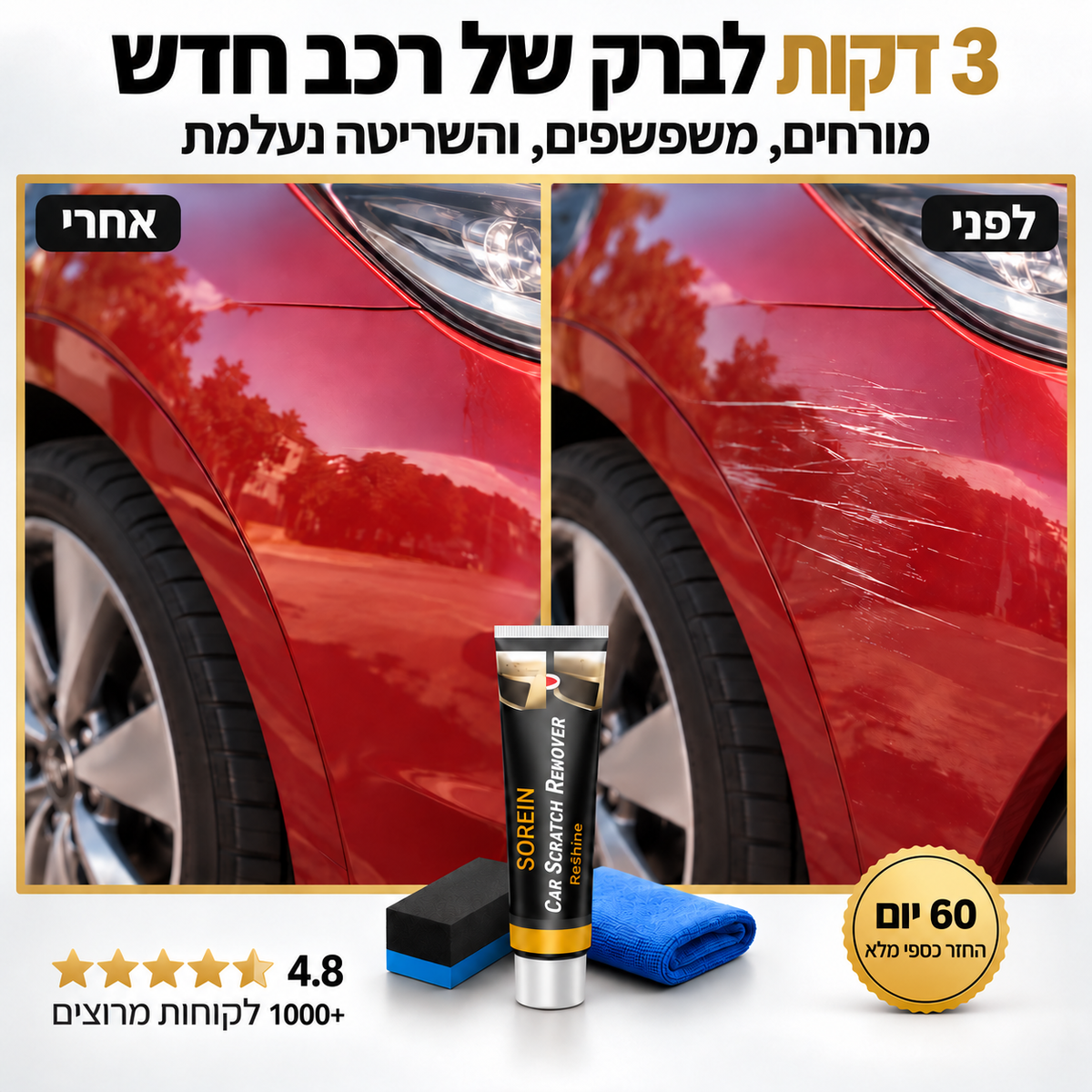 ReShine -  ערכה להעלמת שריטות ושפשופים ברכב